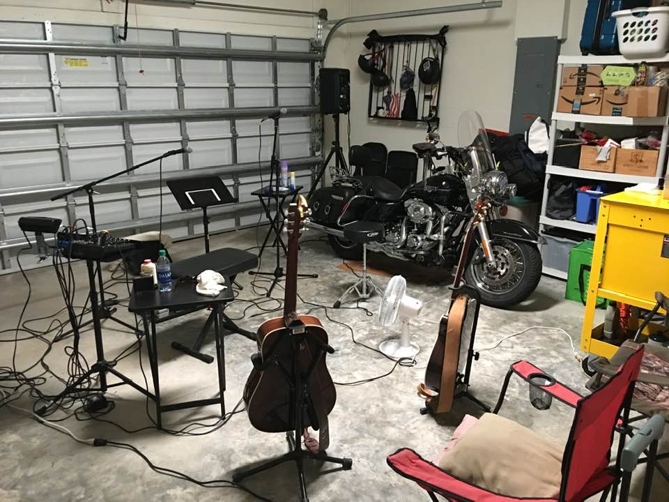 Setting up for garage concert